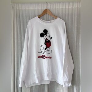 Disney White Crewneck Sweater with Mickey Mouse